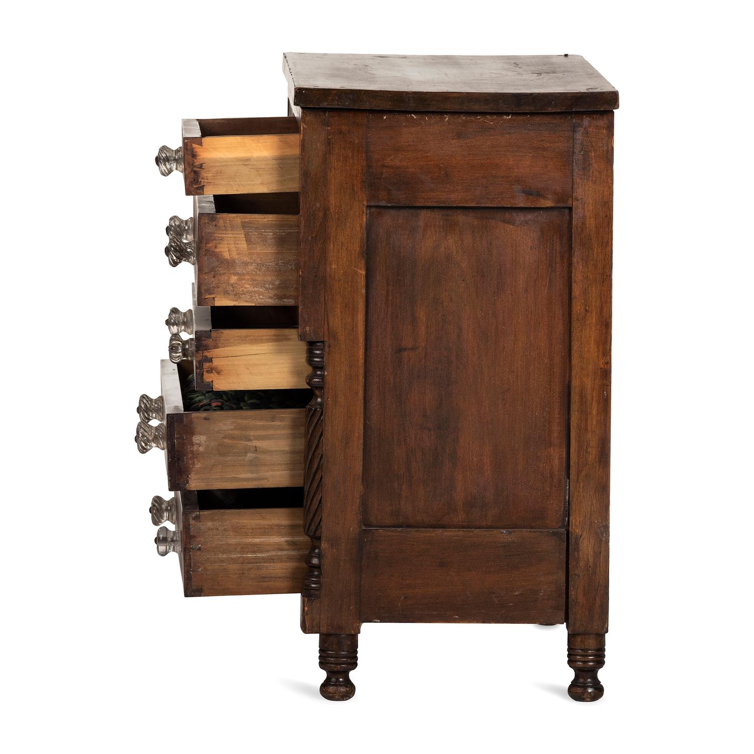 A Classical Ohio Cherrywood and Walnut Child’s Chest of Drawers