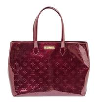 A Louis Vuitton Burgundy Vernis Wilshire GM Bag, 14.5" x 10.5" x 5".