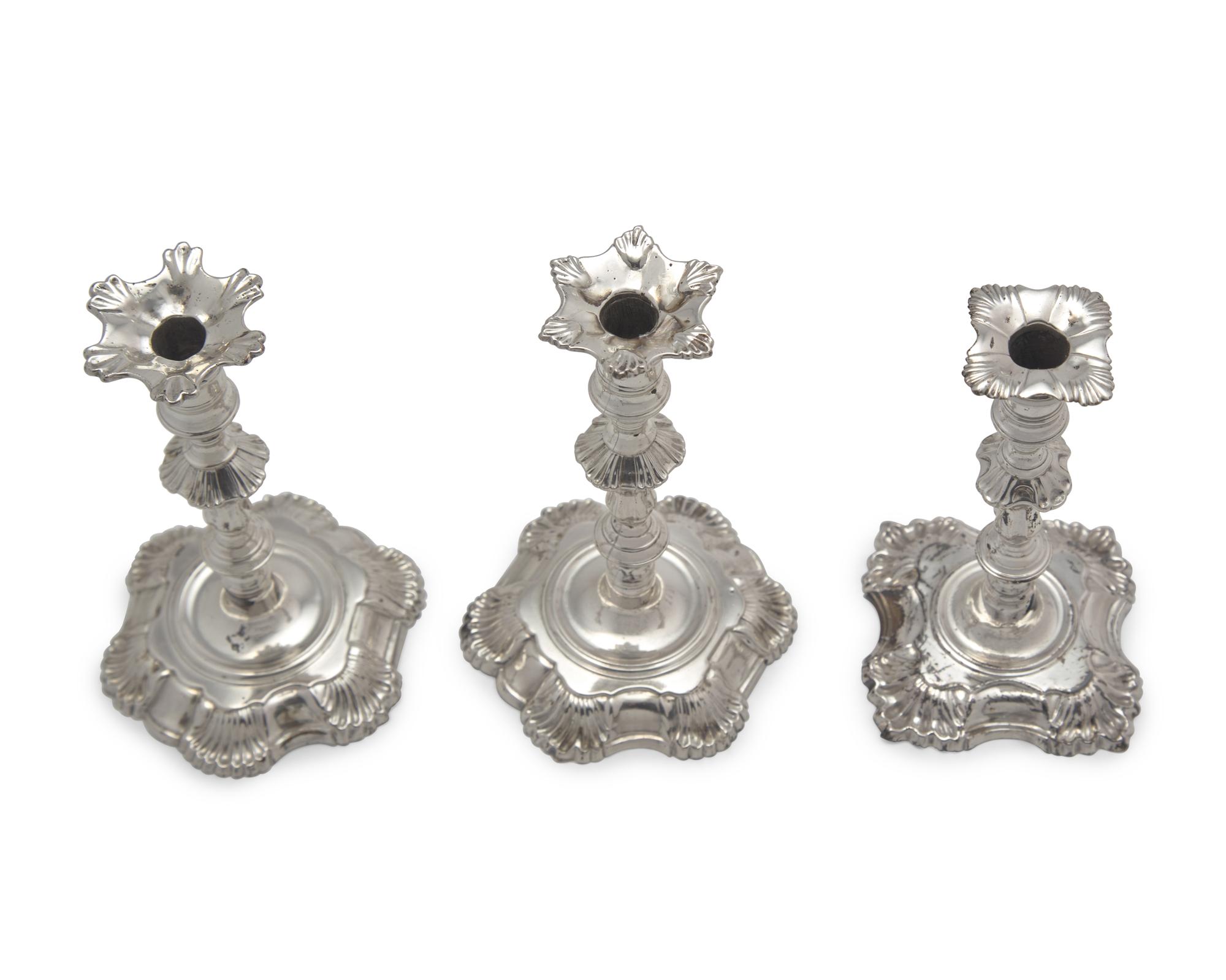 A Group Of Six George II Sterling Silver Taper Sticks