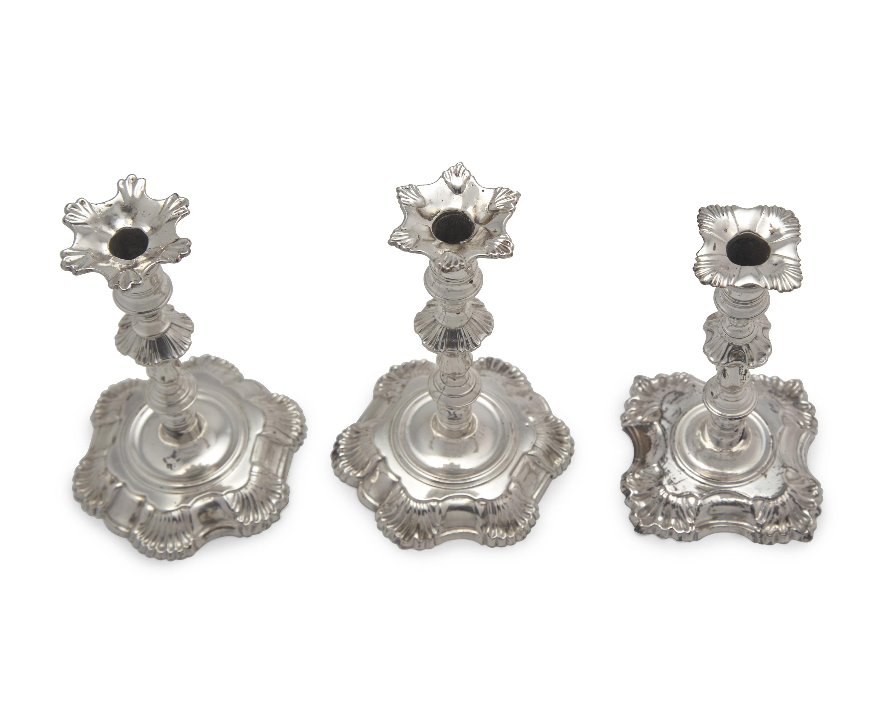 A Group Of Six George II Sterling Silver Taper Sticks