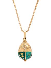 FABERGÉ, YELLOW GOLD, DIAMOND AND ENAMEL PENDANT WITH NECKLACE