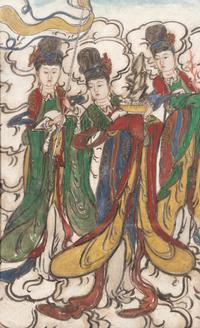 Two Chinese Polychrome Painted Wood Boards