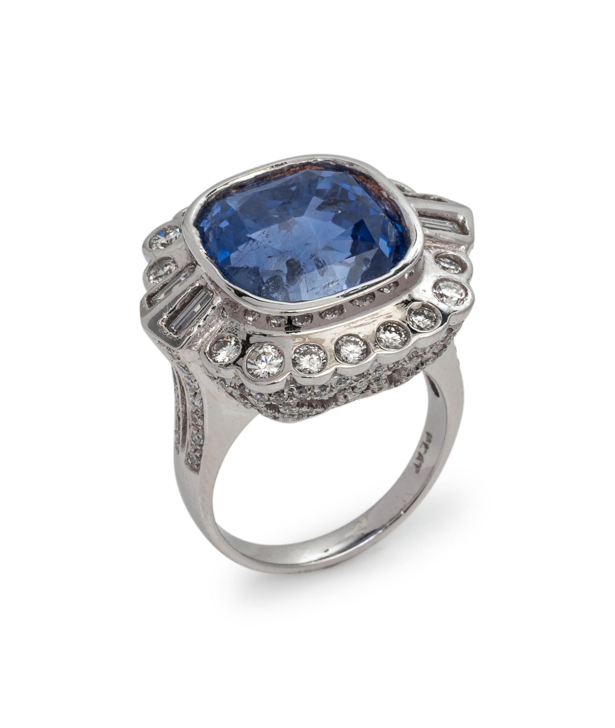 Ceylon Sapphire and Diamond Ring