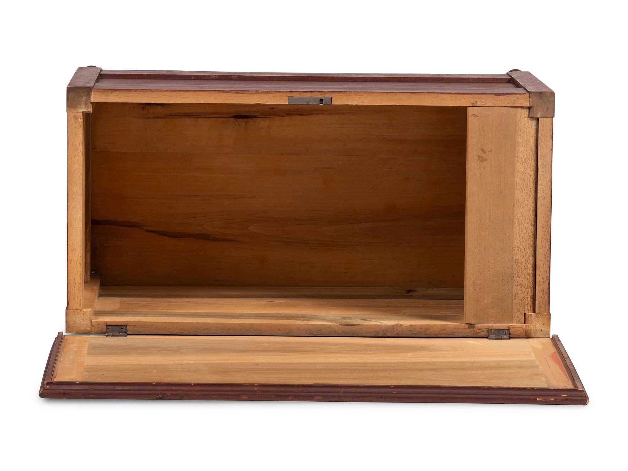 A Late Federal Red Painted Poplar Blanket Box