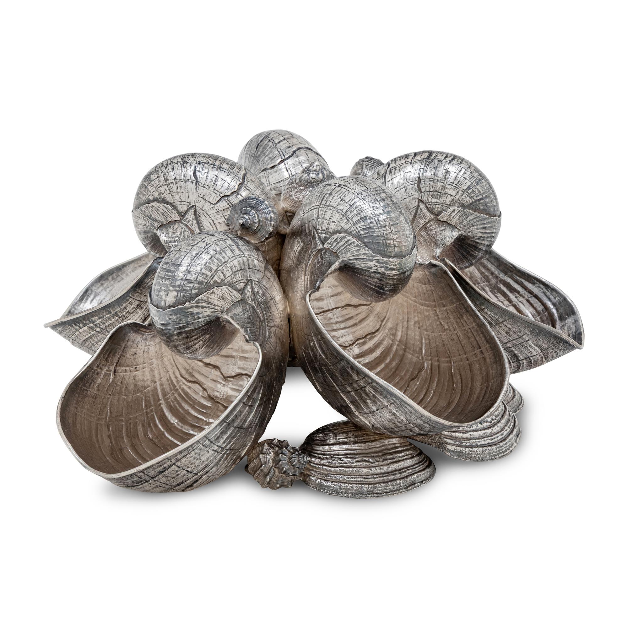 A Buccellati Silver Nautilus Shell Centerpiece