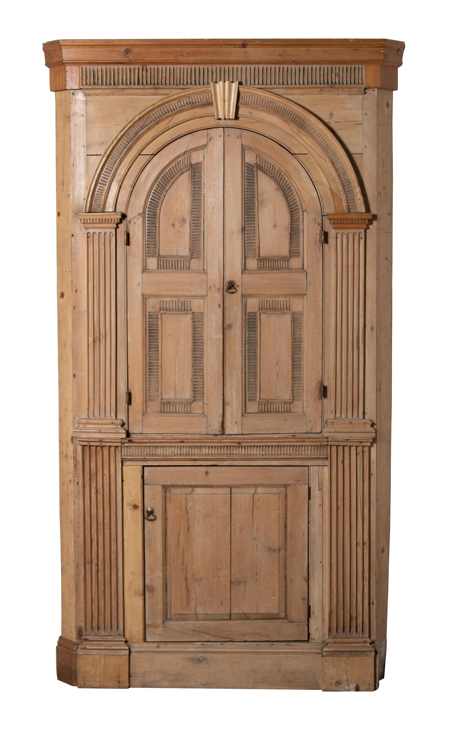 A George III Style Pine Architectural Corner Cupboard