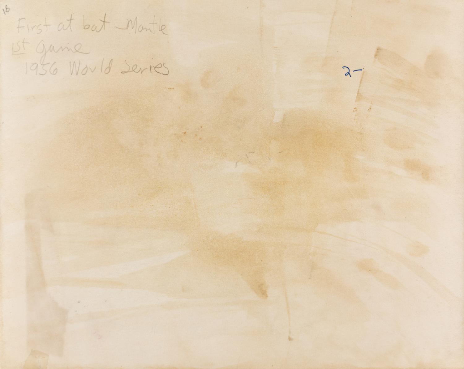 A 1956 World Series Game One Original News Photograph Signed by Mickey Mantle, Yogi Berra and Enos Slaughter (Beckett Authentication Services)