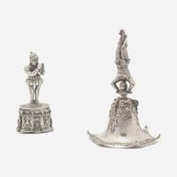 Two French silver figural bells One marked Fannière Frères, Paris, late 19th century