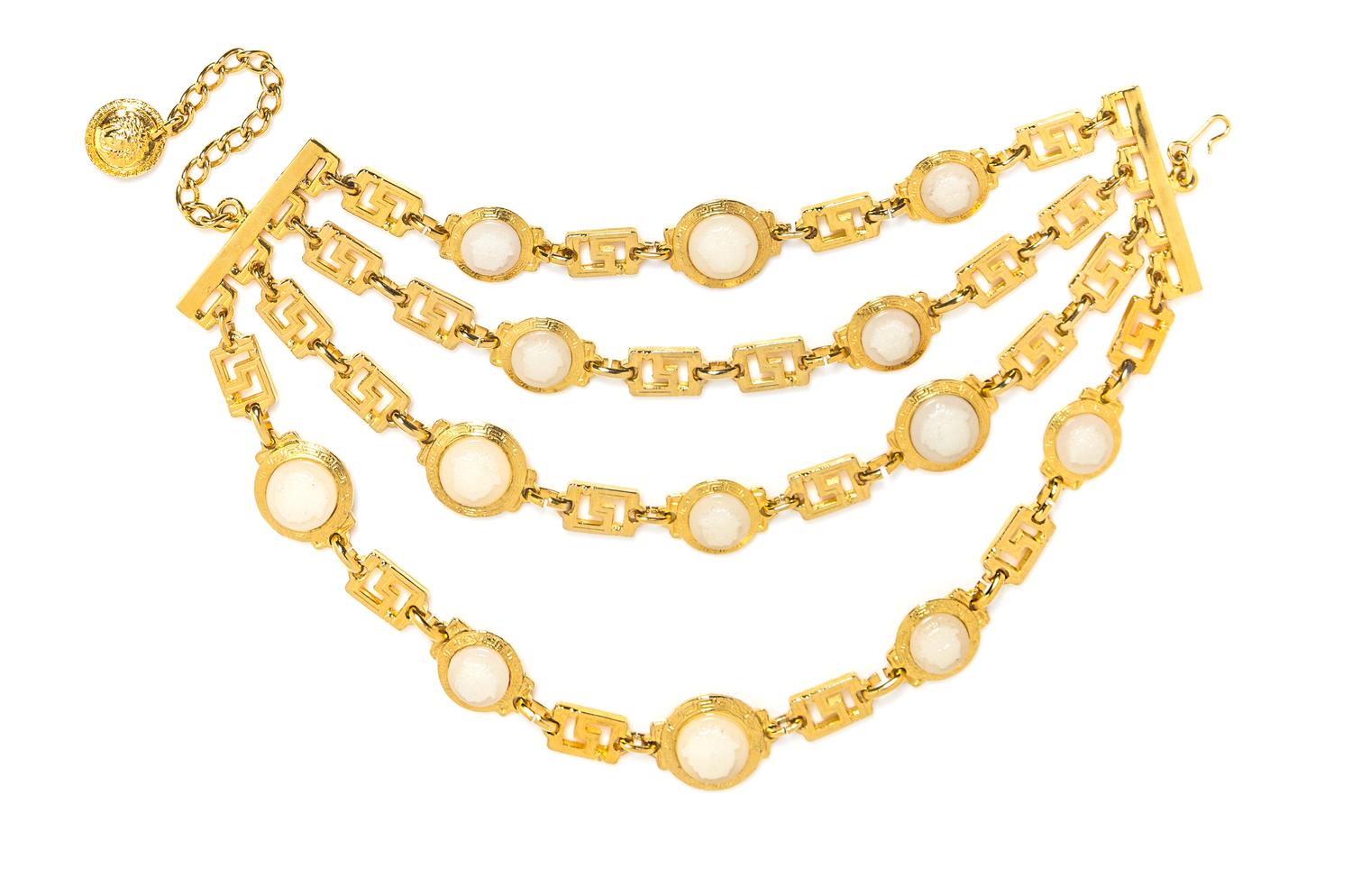 A Gianni Versace Four Strand Greco Link Choker, Length: 12.75"- 16"; Drop: 2.5"- 6.5".