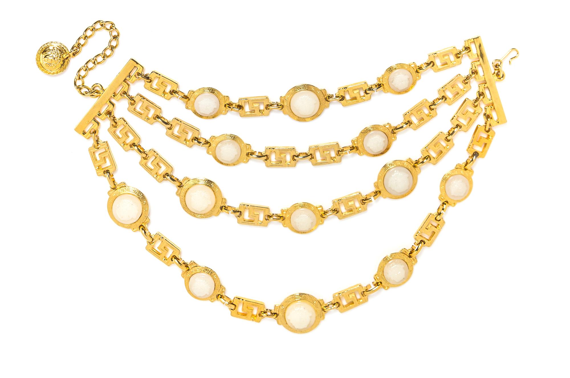 A Gianni Versace Four Strand Greco Link Choker, Length: 12.75"- 16"; Drop: 2.5"- 6.5".
