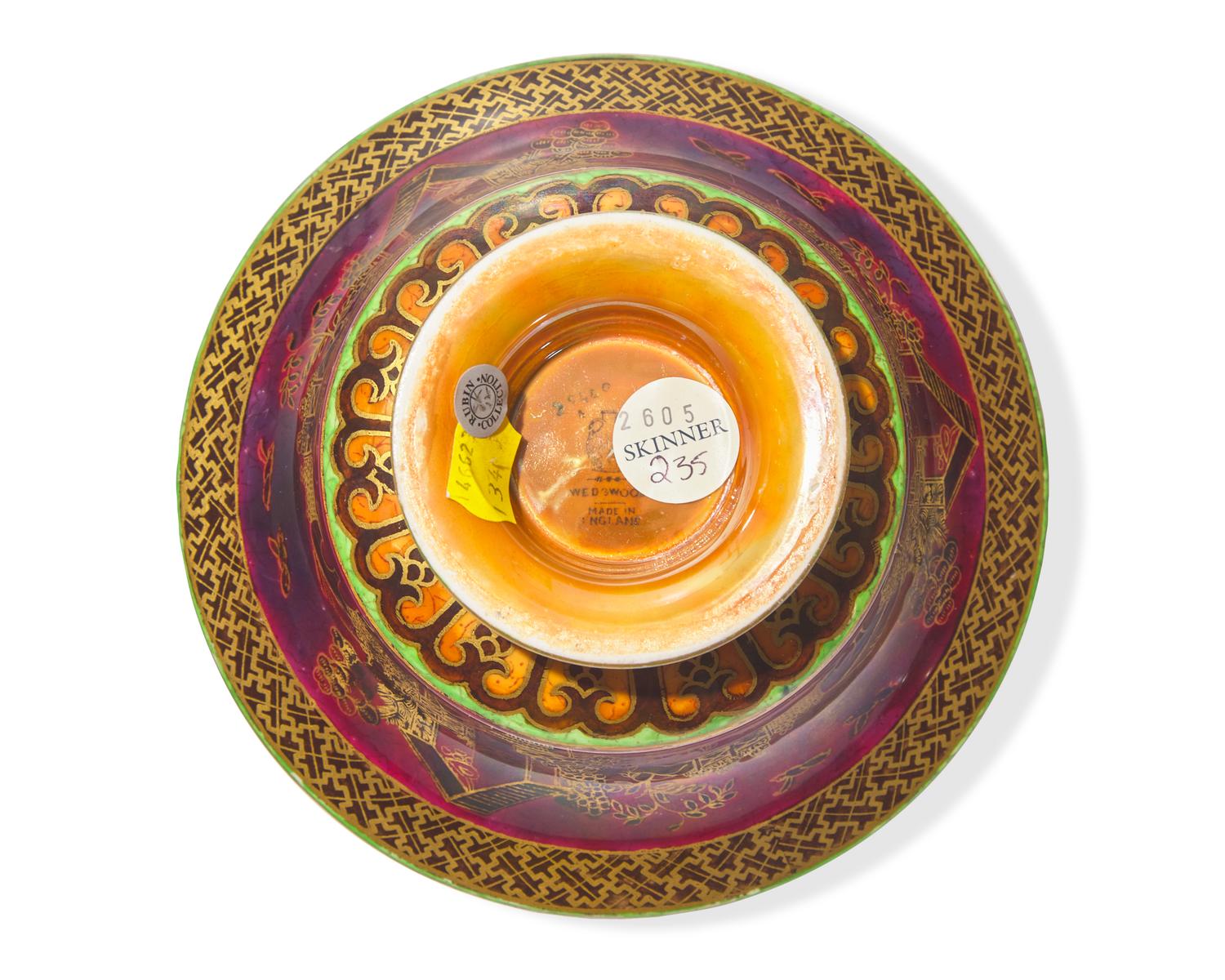 Two Wedgwood Fairyland Lustre 'Daventry' Parcel-Gilt Footed Bowls
