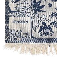 A Rare Blue and White Jacquard Pieced Coverlet, Made for Mary M. Thorn