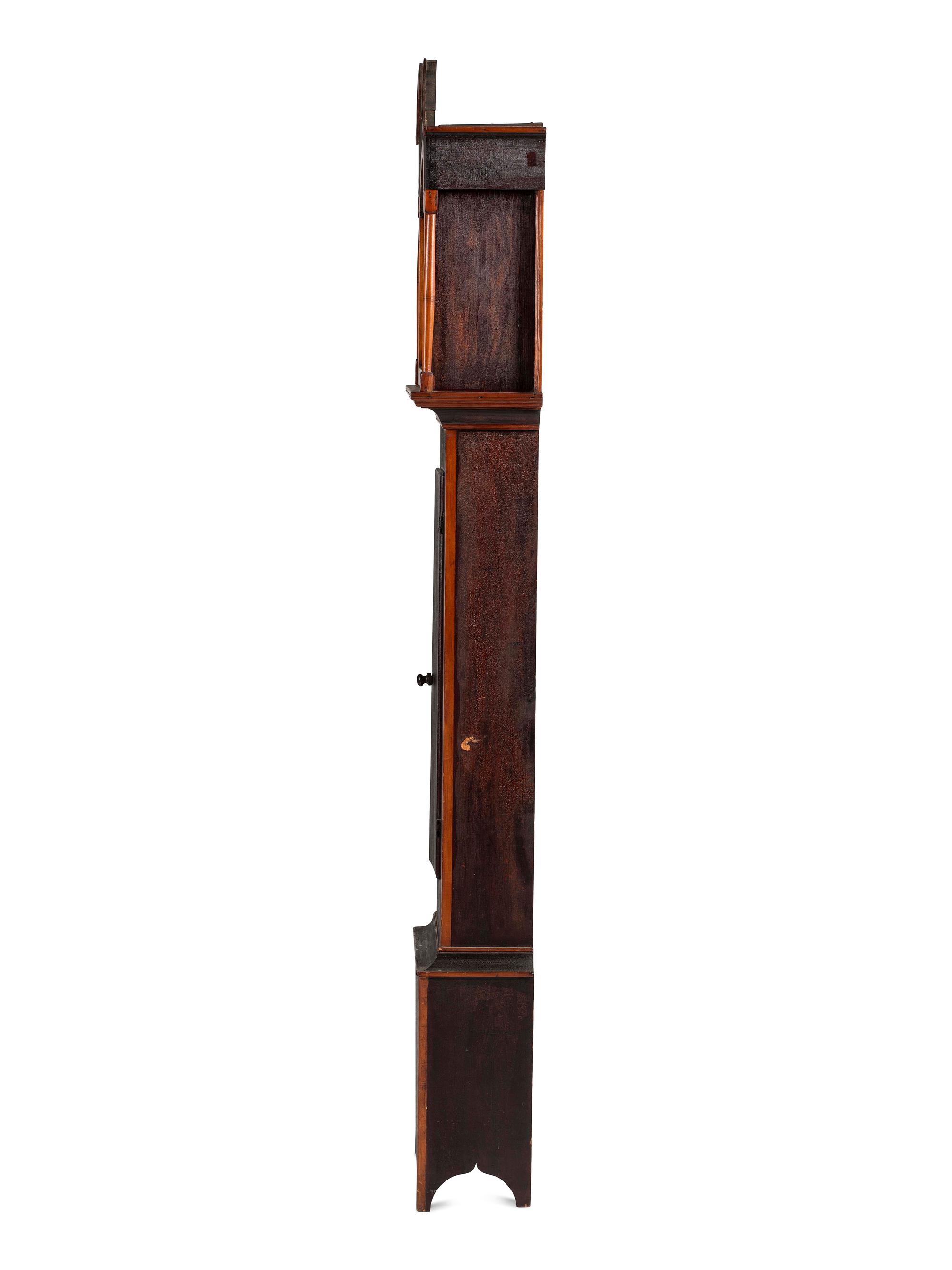 A Federal Painted Pine Wooden Works Tall Case Clock