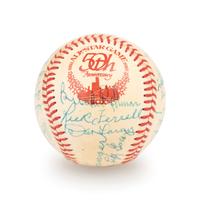 A 1983 Old Timers Game American League Team Signed Autograph Baseball With 26 Signatures Featuring Joe DiMaggio and Roger Maris (Beckett Authentication Services Letter BAS Certified),