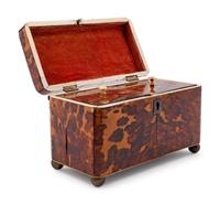 A Regency Tortoise Shell Veneered Tea Caddy