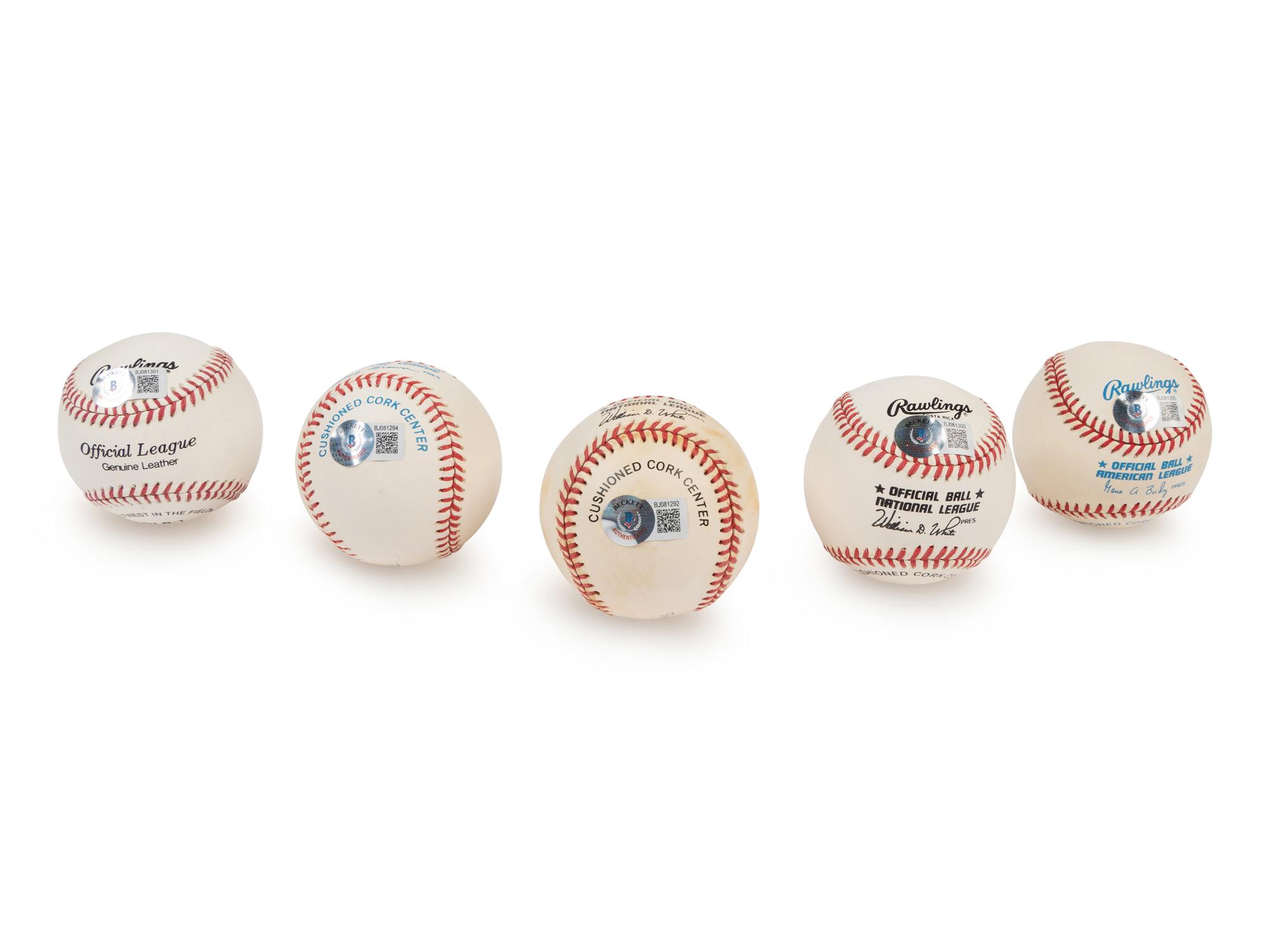 A Group of Five 500 Home Run Club Member Single Signed Autograph Baseballs (Beckett Authentication Services Certified),