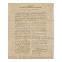 [African-Americana] Chapman, Maria W. Autograph Letter, signed, on Printed Circular, "Address of the Boston Female Anti-Slavery Society"