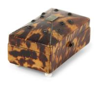 A Regency Tortoiseshell Tea Caddy, Card Case, and Small Box