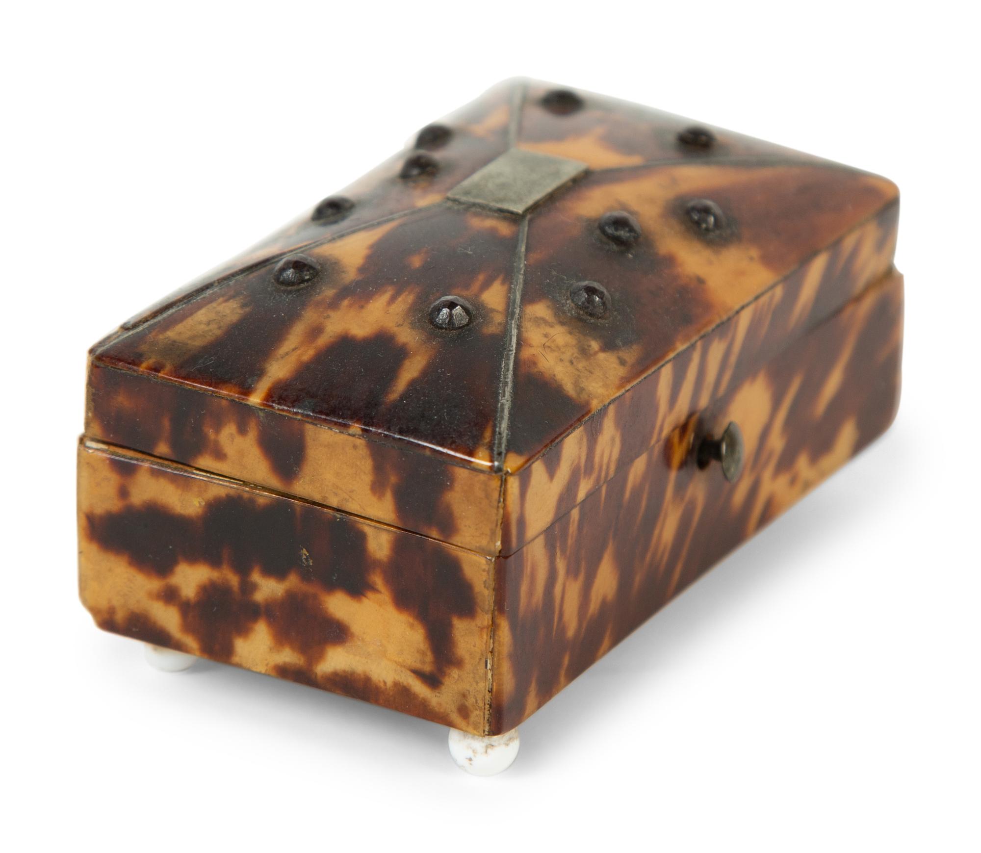A Regency Tortoiseshell Tea Caddy, Card Case, and Small Box