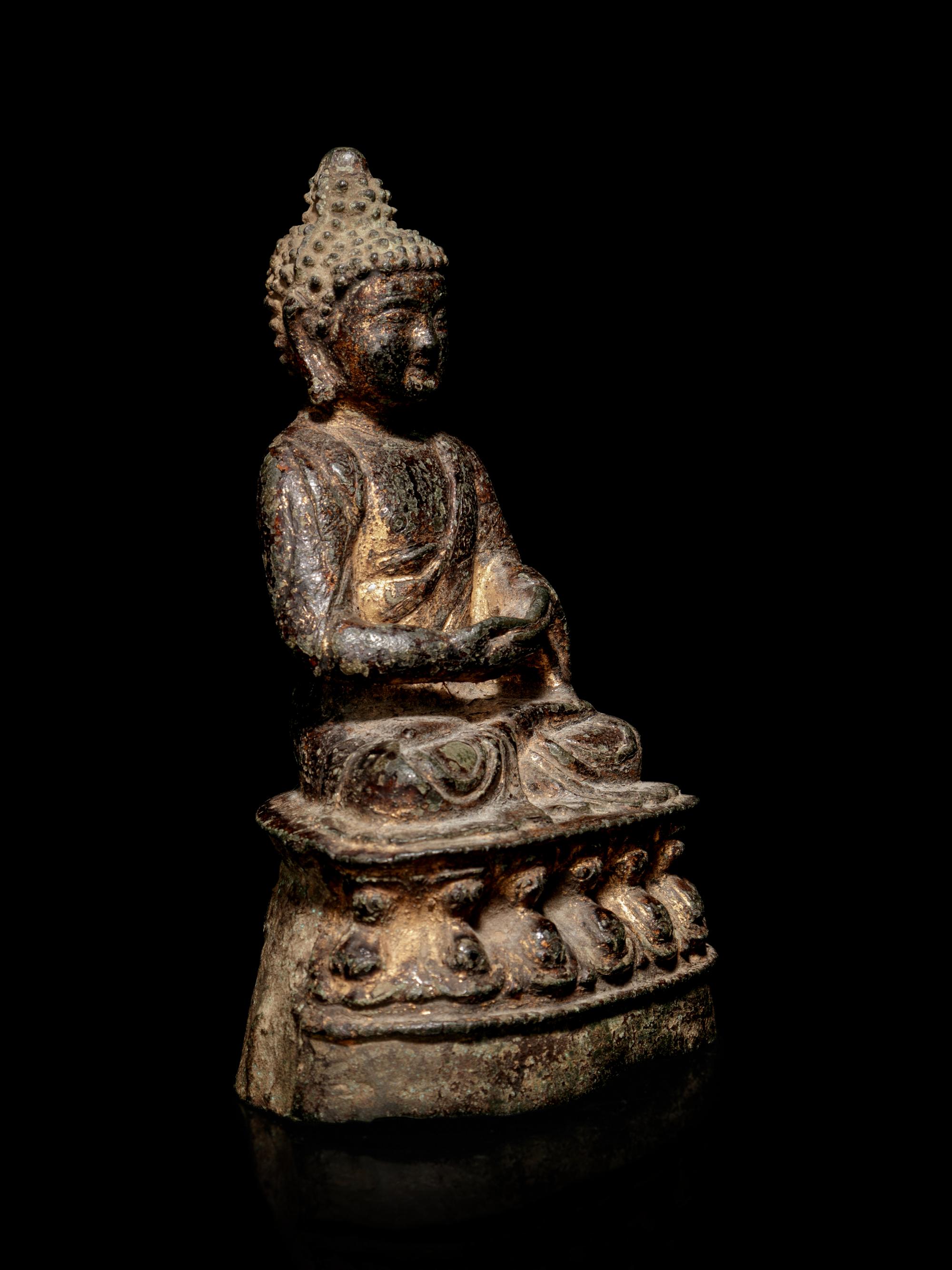A Bronze Figure of Seated Shakyamuni Buddha