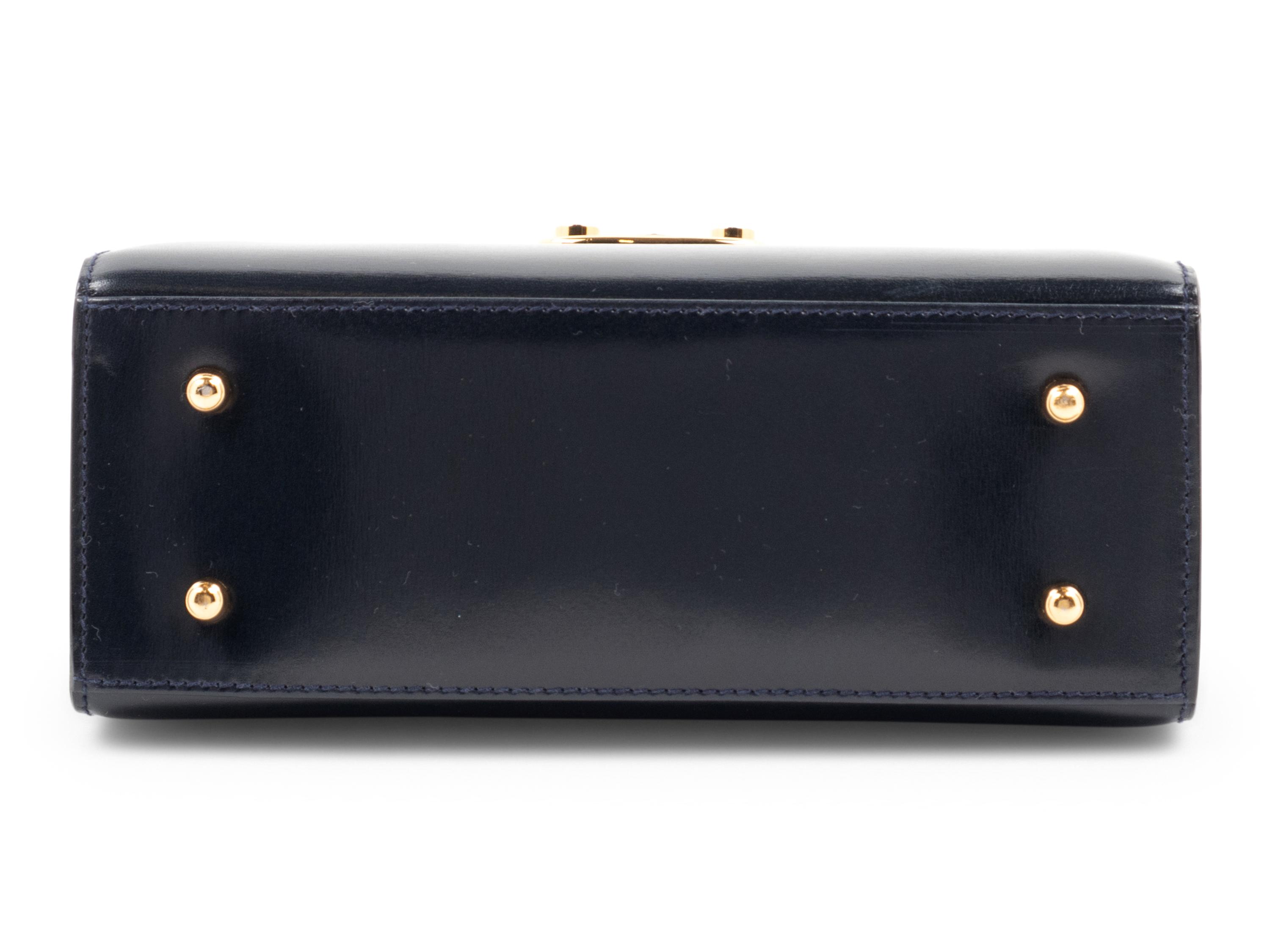 Gucci Navy Leather Front Lock Hand Bag