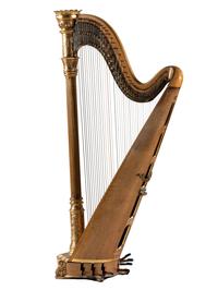A Lyon & Healy Carved and Parcel Gilt Wood Harp