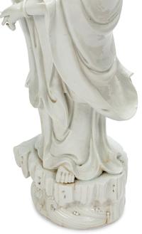 A Large Chinese Export White Glazed Porcelain Figure of Guanyin