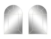 A Pair of Carol Canner for Carver's Guild Colonial Arch Silver Gilt Metal Framed Mirrors
