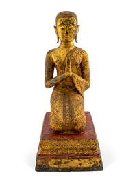 A Burmese Gilt Lacquered Bronze Buddhist Attendant — 19TH CENTURY