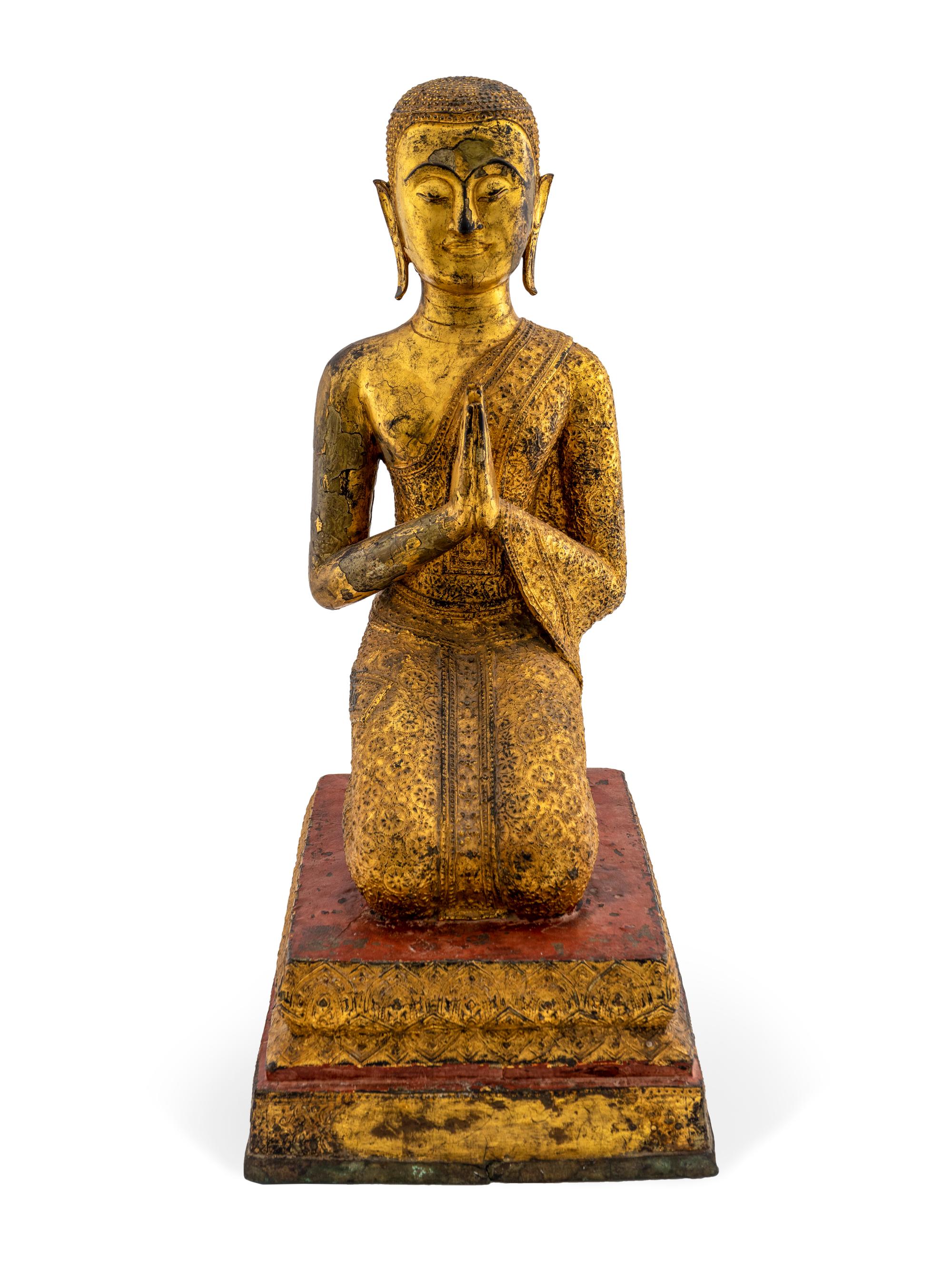 A Burmese Gilt Lacquered Bronze Buddhist Attendant — 19TH CENTURY