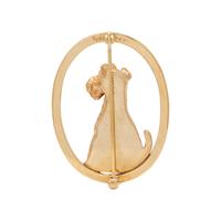 RUSER, YELLOW GOLD DOG BROOCH