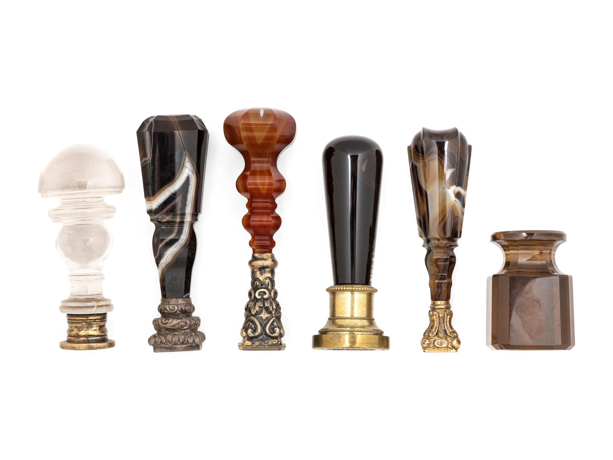 Six Continental Agate and Rock Crystal Seals