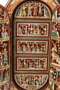 A Pair of Egyptian Style Painted and Inlaid Cabinets
