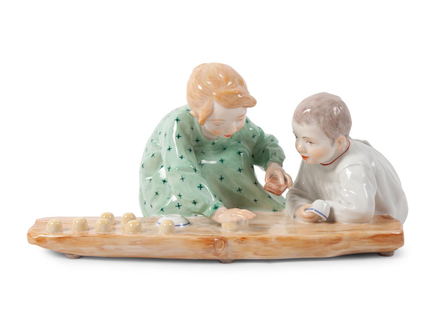 A Meissen Porcelain Figural Group of Children Playing in Sand