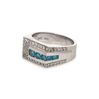 IRRADIATED BLUE DIAMOND AND DIAMOND RING