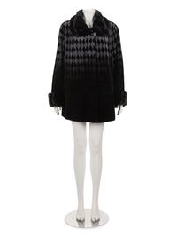 Birger Christensen Sheared Mink Coat in Gradient Diamond-Pattern