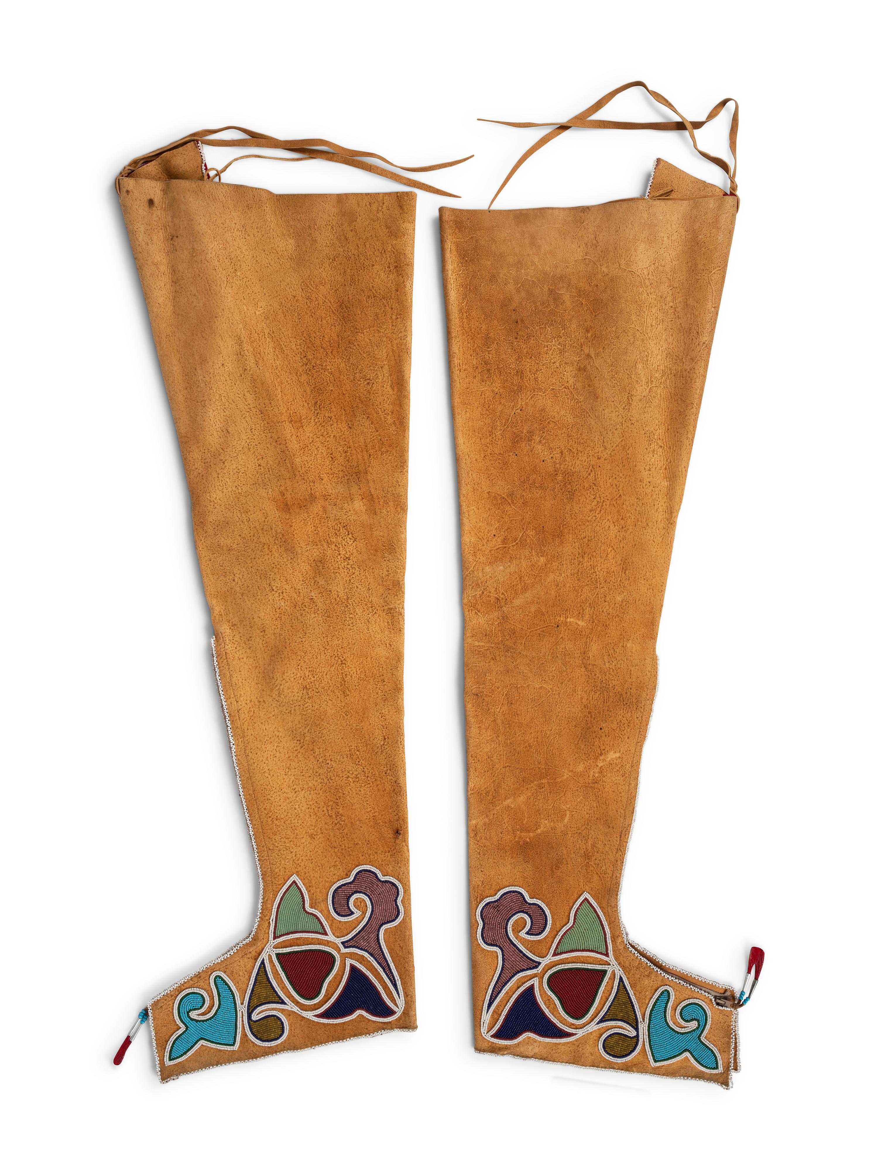 Contemporary Mesquakie Beaded Hide Leggings