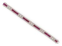 ART DECO, DIAMOND AND RUBY BRACELET
