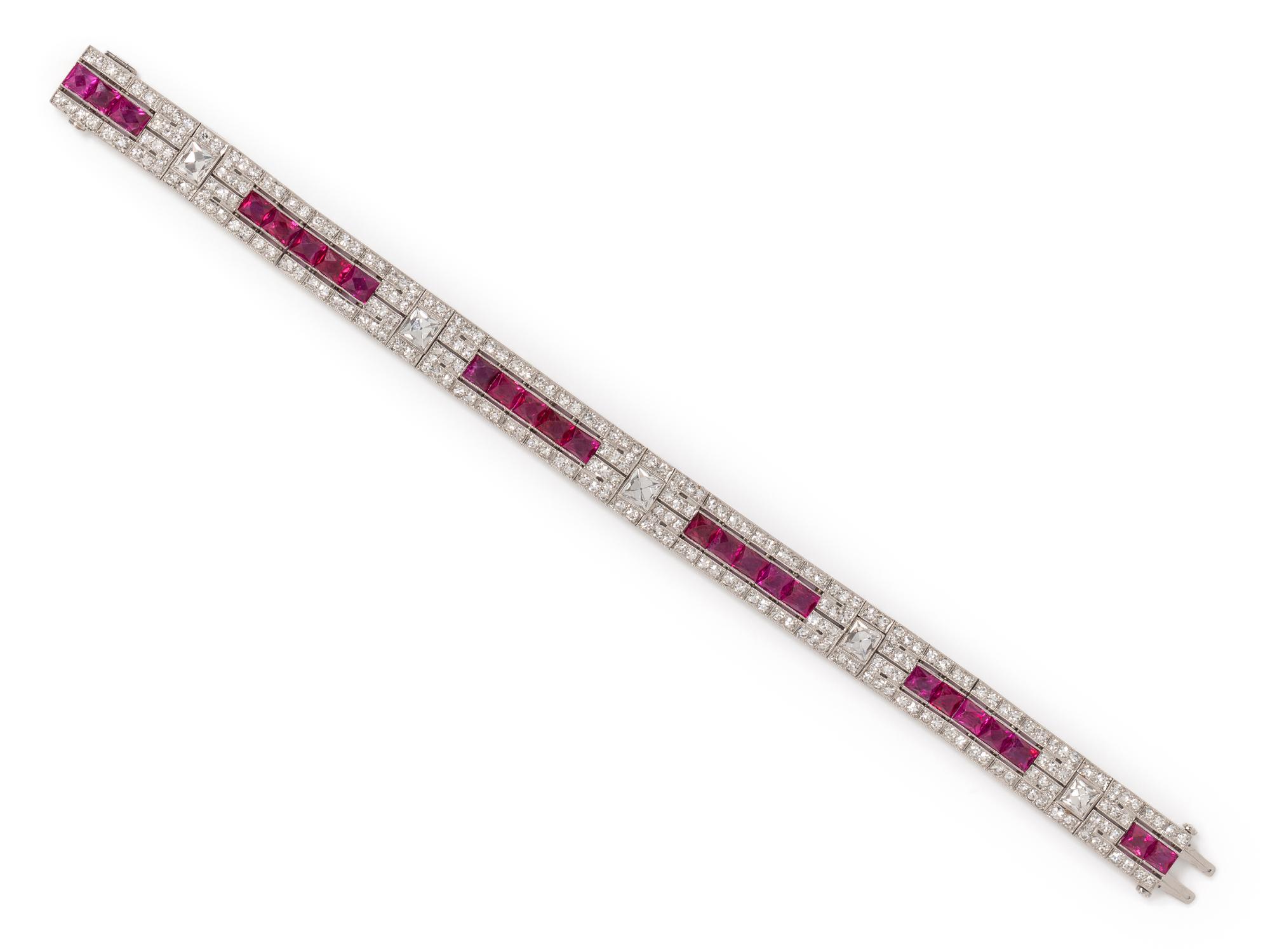 ART DECO, DIAMOND AND RUBY BRACELET