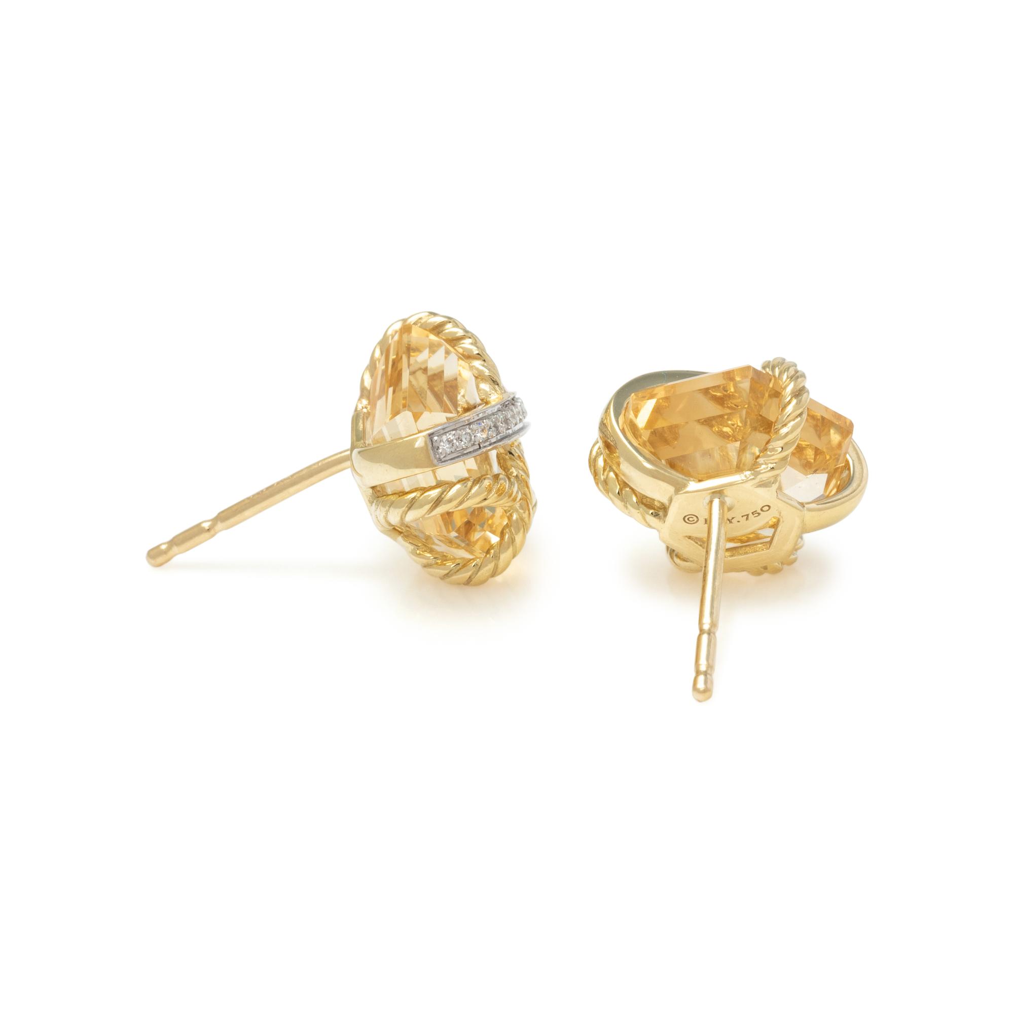 DAVID YURMAN, YELLOW GOLD, CITRINE AND DIAMOND 'CABLE WRAP' EARRINGS