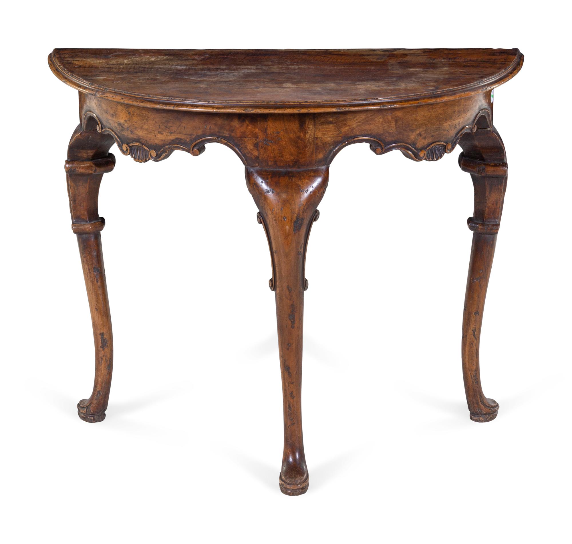 An Italian Carved Walnut Console Table