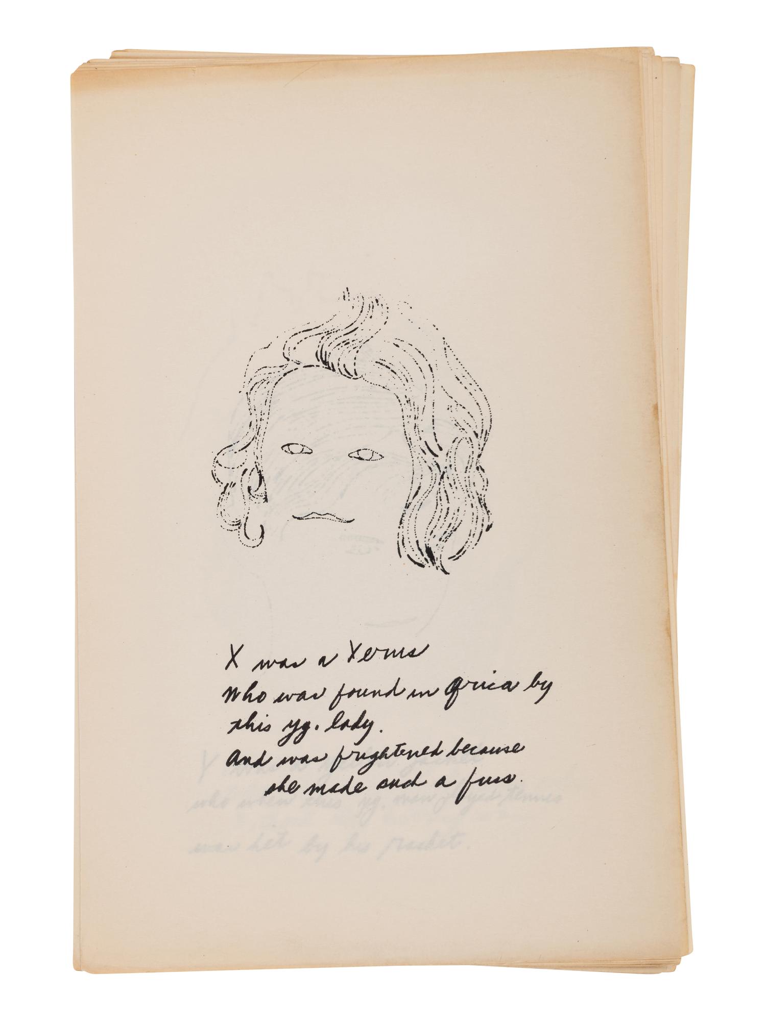A is an Alphabet (complete set of 26 offset lithographs by Andy Warhol with poems by Ralph Thomas Ward, with portfolio covers), 1953