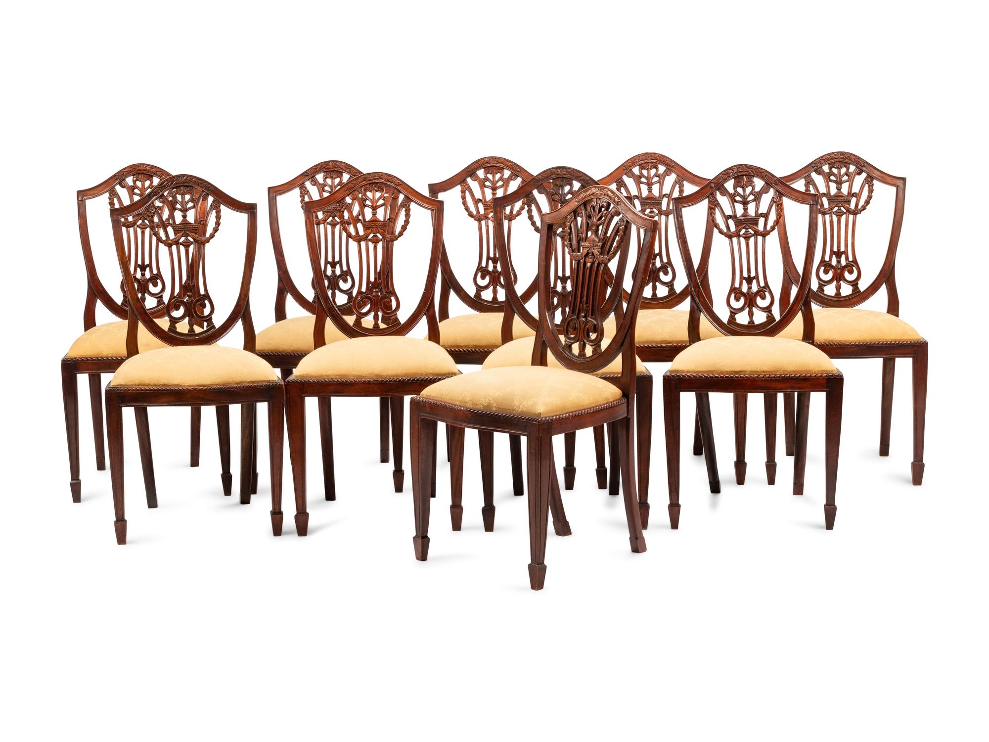 A Set of Ten George III Style Mahogany Dining Chairs