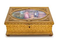 A French Gilt Bronze and Enameled Table Casket