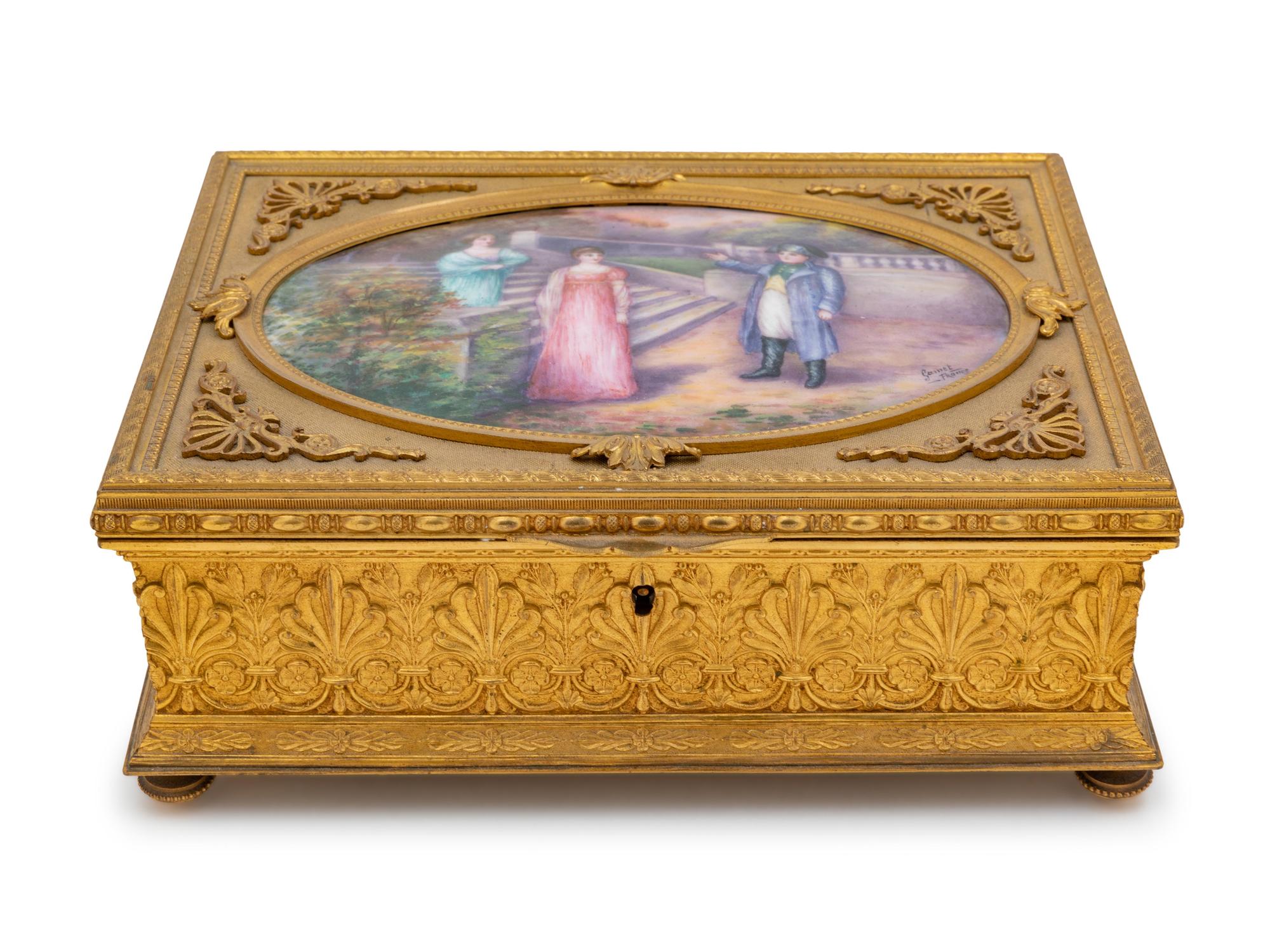 A French Gilt Bronze and Enameled Table Casket
