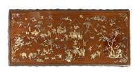 A Chinese Export Mother-of-Pearl Inlaid Huanghuali and Metal Table