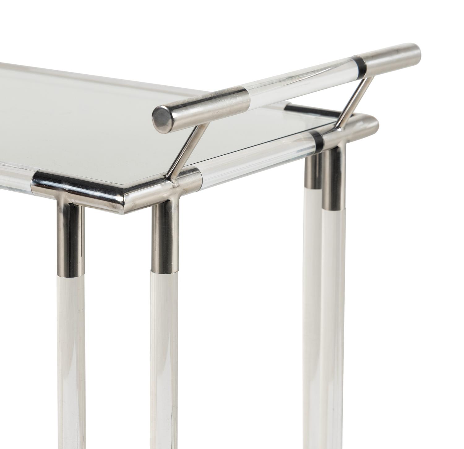 A Contemporary Acrylic and Chrome Bar Cart