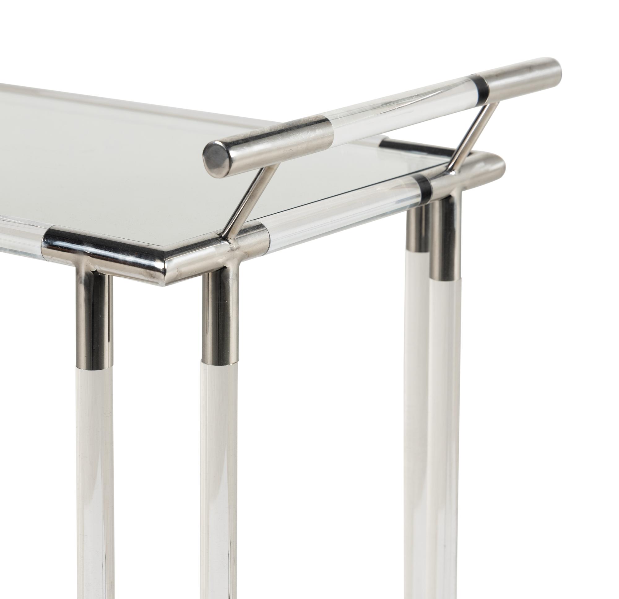 A Contemporary Acrylic and Chrome Bar Cart