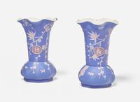 A Pair of Wedgwood Aesthetic Style Tricolor Jasperware Vases, UK, late 19th century