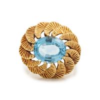 YELLOW GOLD AND BLUE TOPAZ RING
